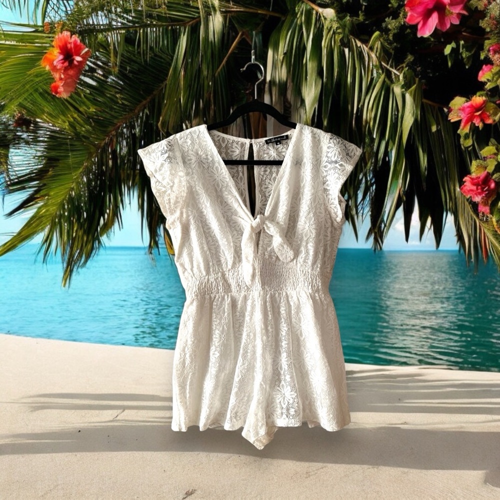 Wishlist Apparel White Lace Shorts Romper